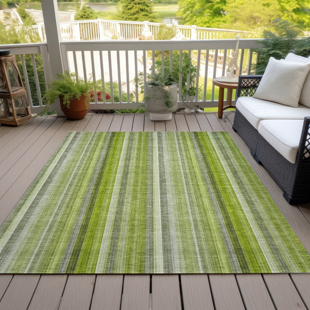 Machine Washable Indoor/ Outdoor Striped Chantille Rug