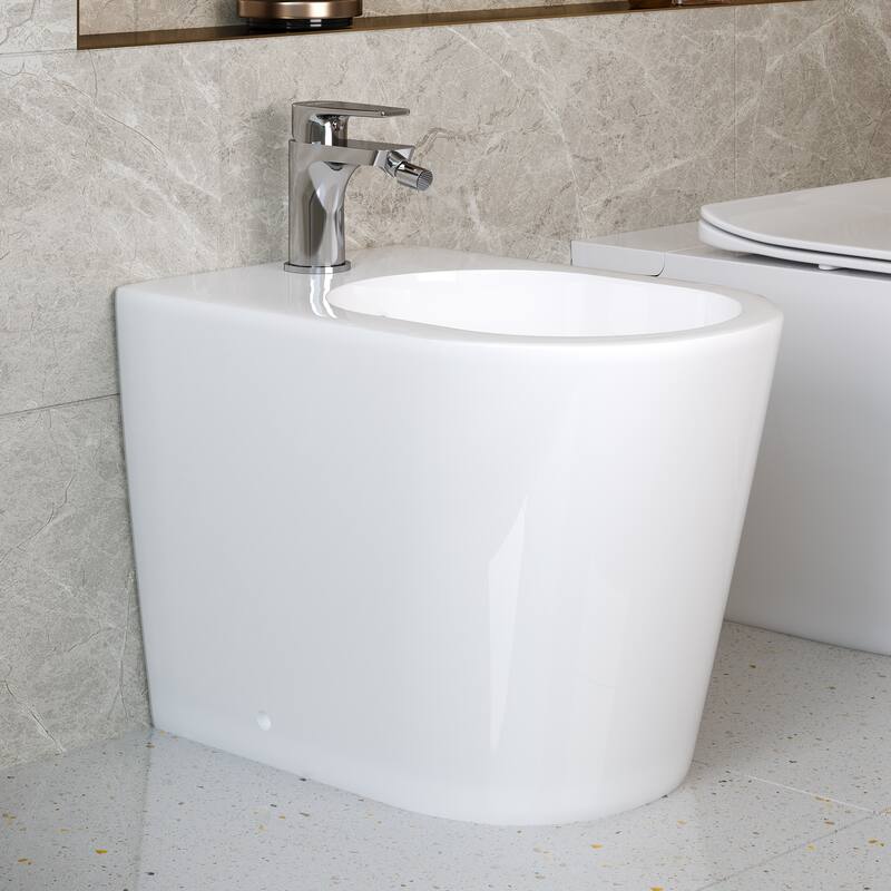 Yulika Elongated Floor Mount Bidet Self-Cleaning Bidet Floorstanding Bidet with Faucet - 22x14.4x15.7 - 22x14.4x15.7 - White