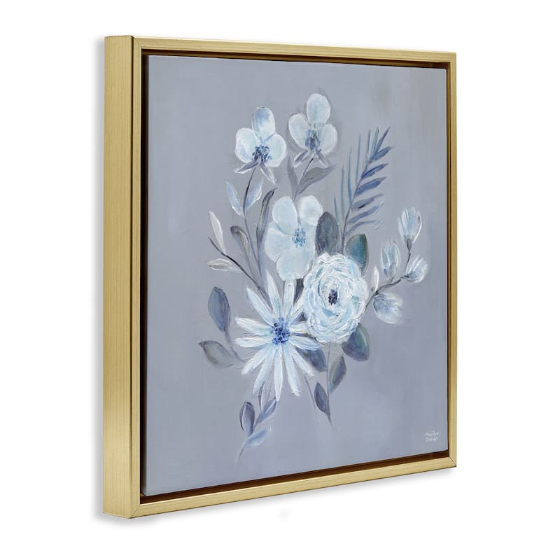 Stupell Blue Toned Floral Bunch Framed Floater Canvas Wall Art Design By Marilyn Dunlap