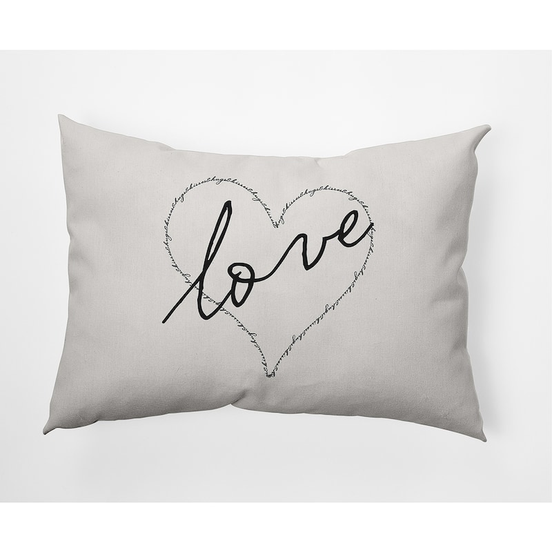 Love with Hugs and Kisses Valentine's Day Decorative Indoor Pillow - 14" x 20" - Black-White