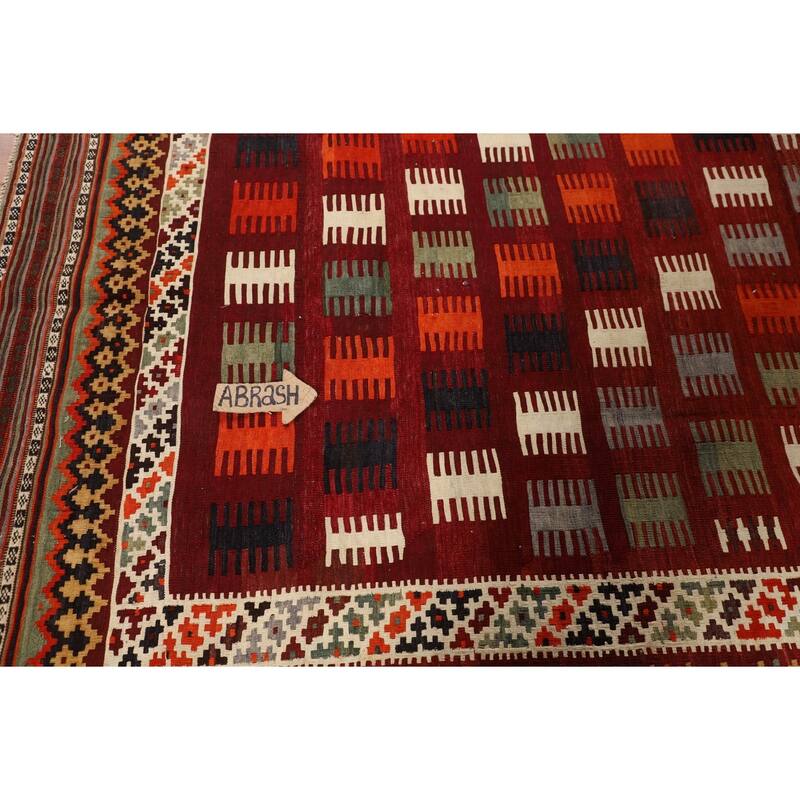 Tribal Kilim Qashqai Persian Vintage Area Rug Hand-Woven Wool Carpet - 4'10"x 7'10"