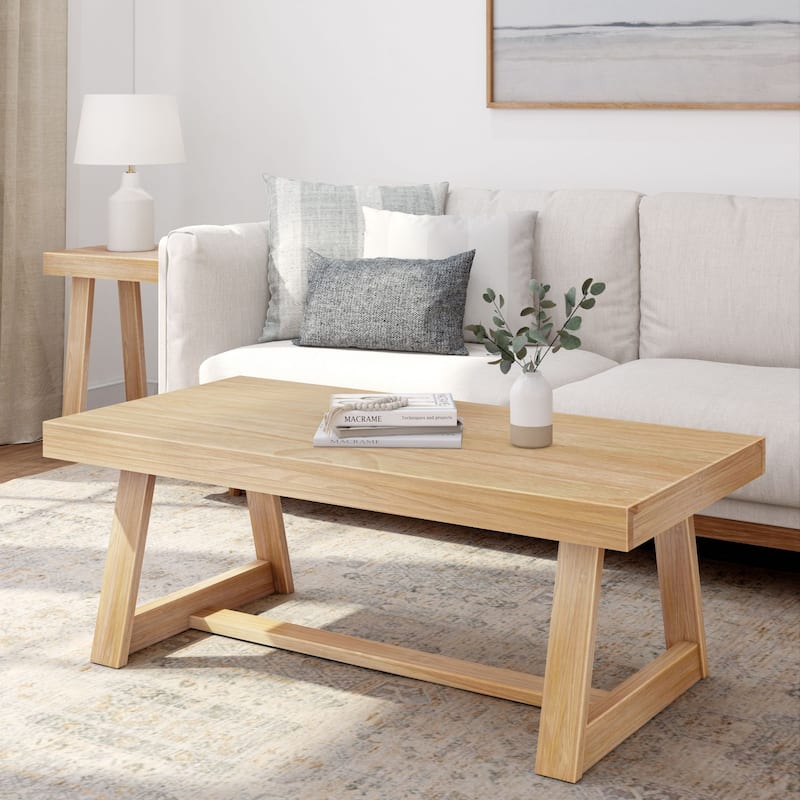 Plank and Beam Classic Rectangular Trestle Leg Coffee Table - 48" - Blonde Wirebrush