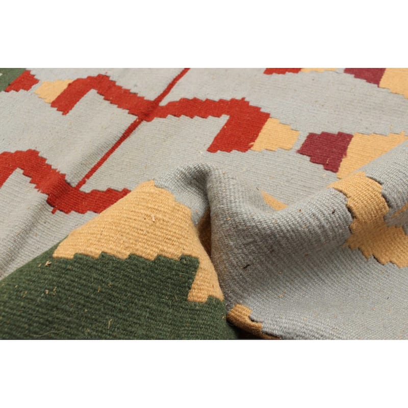 ECARPETGALLERY Flat-Weave Sivas Blue Wool Kilim - 6'7 x 6'9