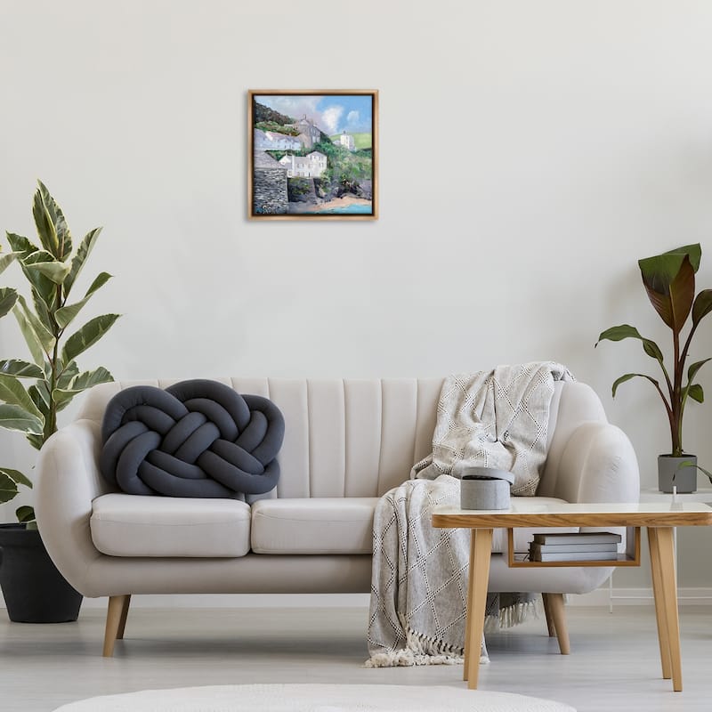 Stupell Coastal Village Beach Framed Floater Canvas Wall Art Design By Meredith Howse