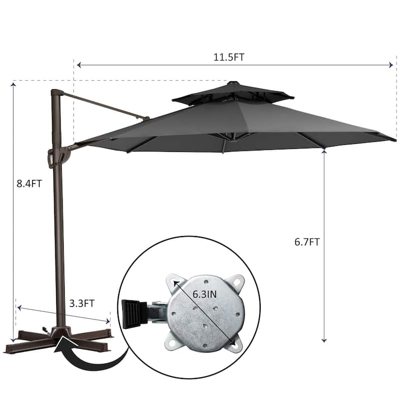 Pellebant Outdoor Round Cantilever Umbrella with Double Top