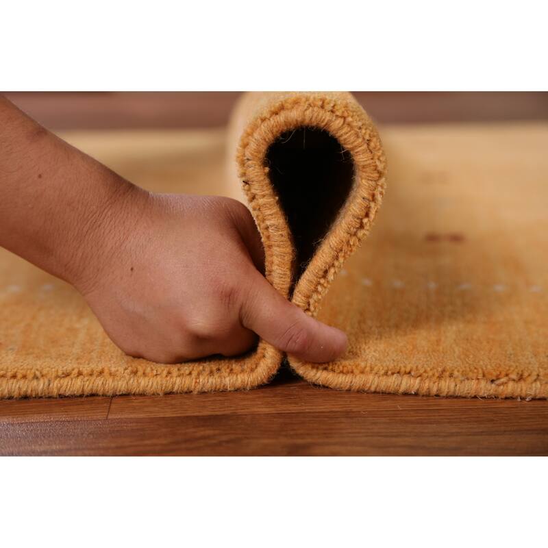 Hand Knotted Oriental 100% Wool Carpet Tribal Tribal Yellow & Gold Gabbeh Area Rug - 6' 3'' X 4' 7''