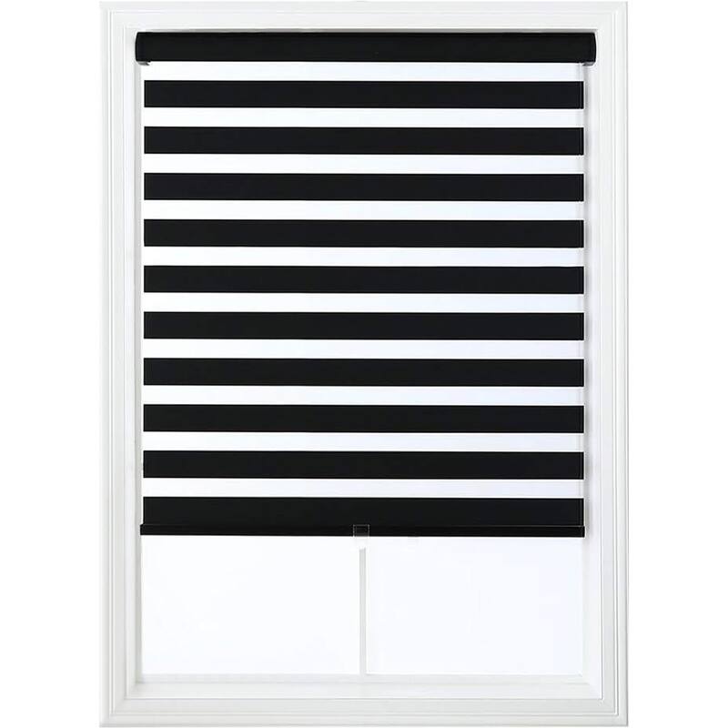 Zebra Shade Cordless,Dual Mode, lets light in and blocks light out - 27x72" - Black