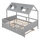 preview thumbnail 3 of 11, Full Size Creativity House Bed Playhouse Wood Bed with Twin Size Trundle Bed and Window
