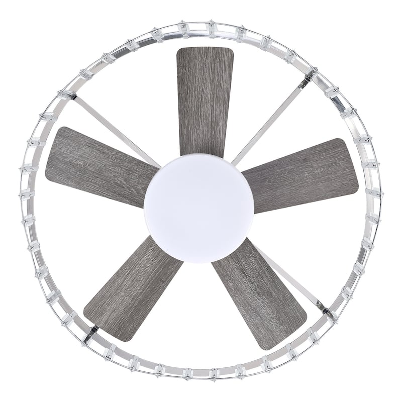 27" Modern Nickel Crystal Low Profile Bladeless Ceiling Fan with Light and Remote