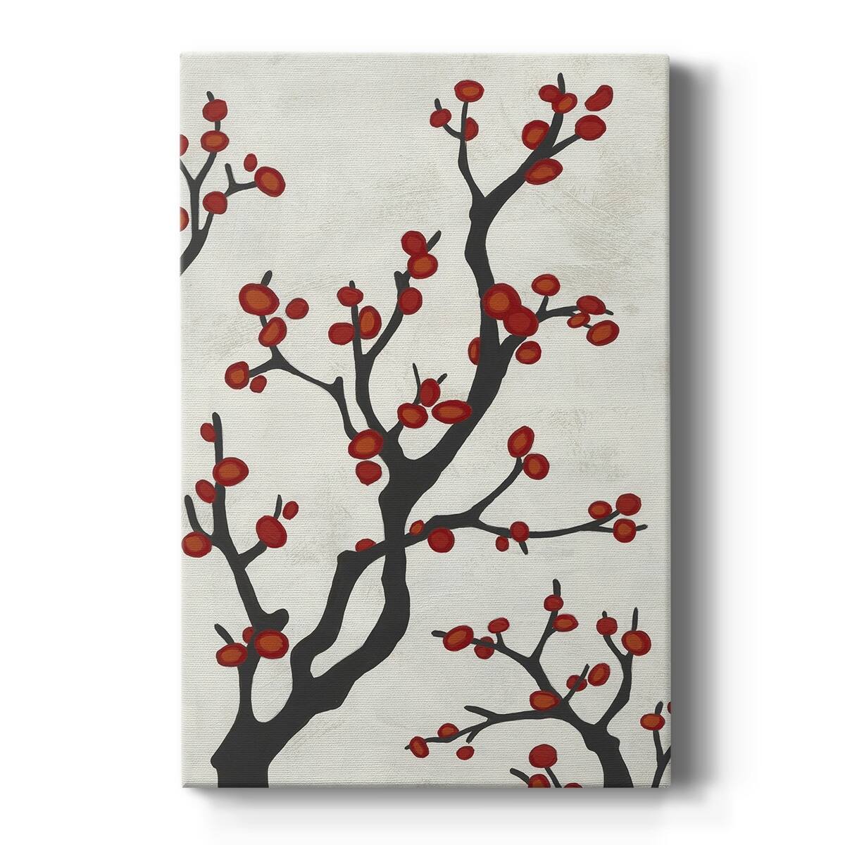 Red Berry Branch I Premium Gallery Wrapped Canvas Ready to Hang Bed