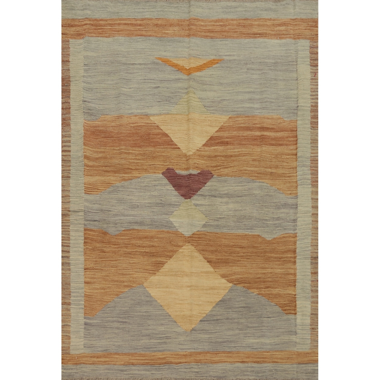 Hand Woven Oriental 100% Wool Carpet Southwestern Tribal Multi-Colored Kilim Area Rug - 6' 8'' X 5' 0''