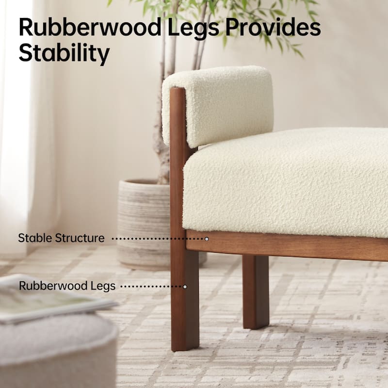 Arm Fabric bench with Solid Wood ,51.8-inch Upholstered Bench for Living Room ,Bedrooms