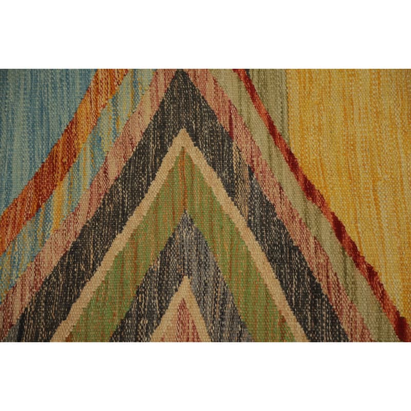 Hand Woven Oriental 100% Wool Carpet Southwestern Tribal Multi-Colored Kilim Area Rug - 8' 10'' X 5' 10''