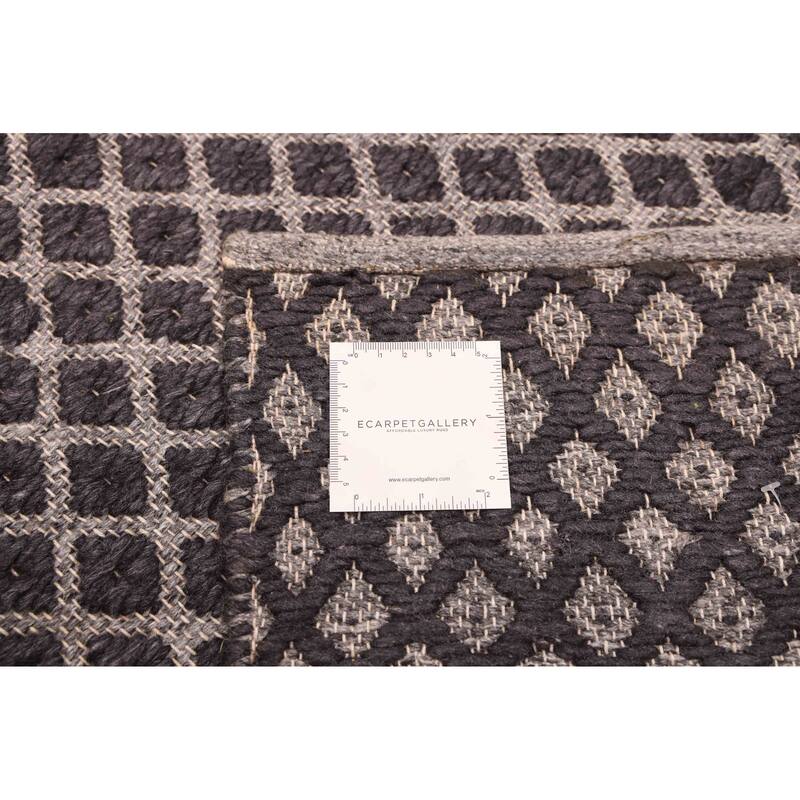 ECARPETGALLERY Braid weave Sienna Dark Grey Wool Rug - 5'0 x 7'6