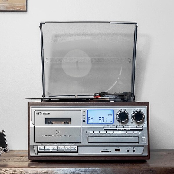 Victor Cosmopolitan 8-in-1 Turntable Music Center with Bluetooth