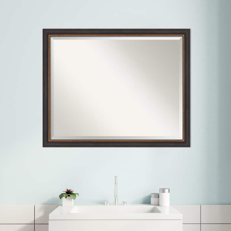 Beveled Wood Bathroom Wall Mirror - Ashton Black Frame - Ashton Black
