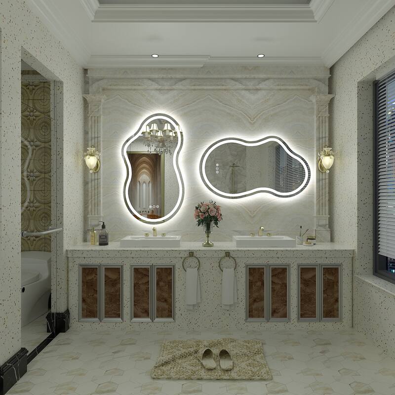 UL Certified Irregular LED Anti-fog Cloud-shaped Wall Bathroom Vanity Mirror