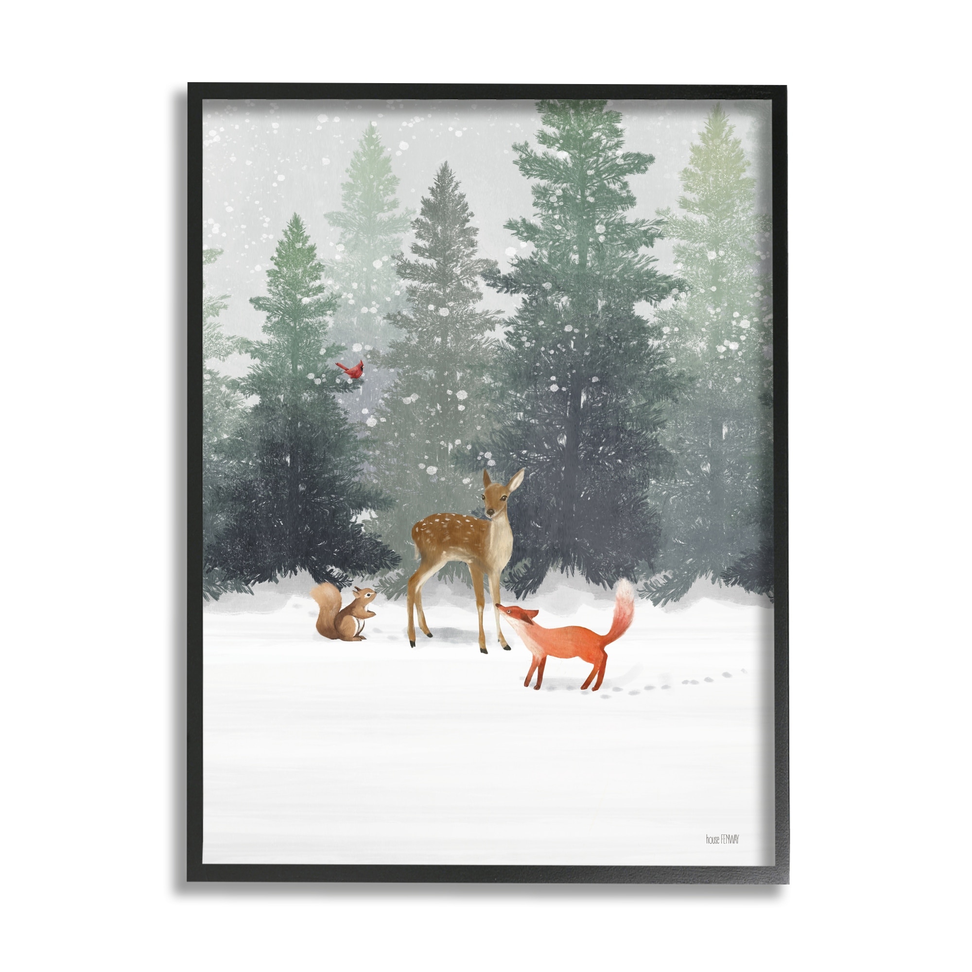 Stupell Industries Winter Season Forest Animals Fox Deer Squirrel Framed Wall Art Multi Color Overstock 32077483