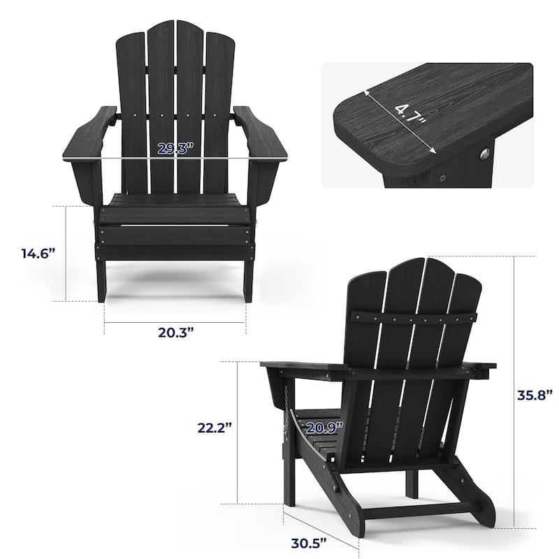 Outdoor HDPE Folding Classic Adirondack Chair All-Weather
