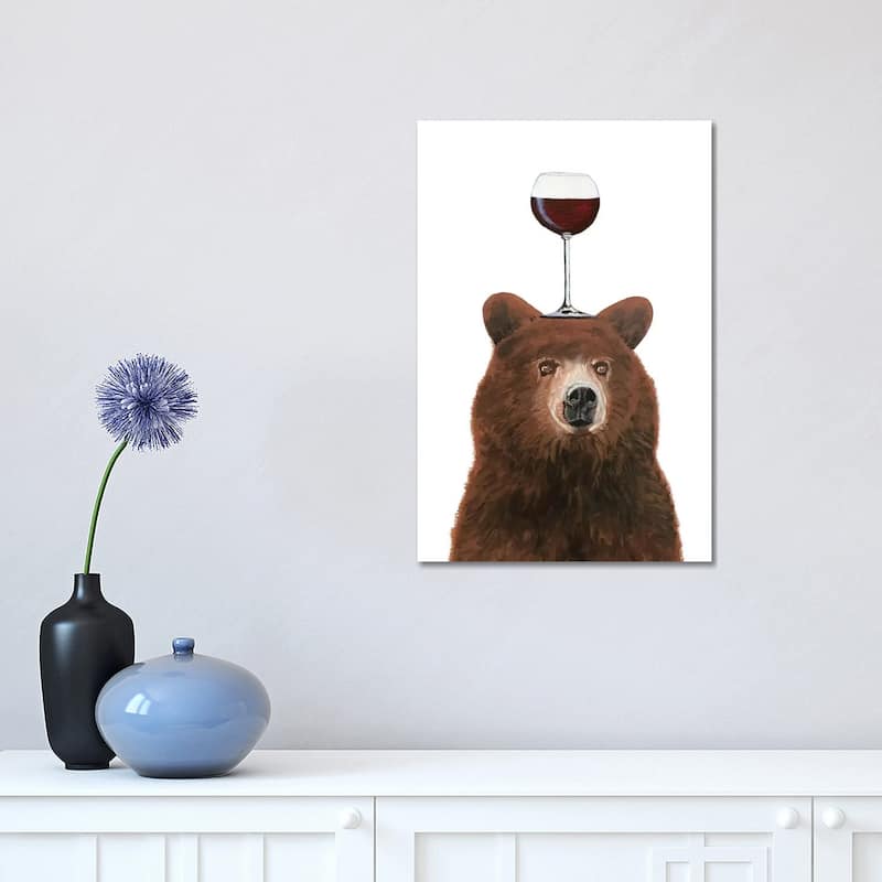 iCanvas "Bear With Wineglass" by Coco de Paris Canvas Print - 18x12x1.5