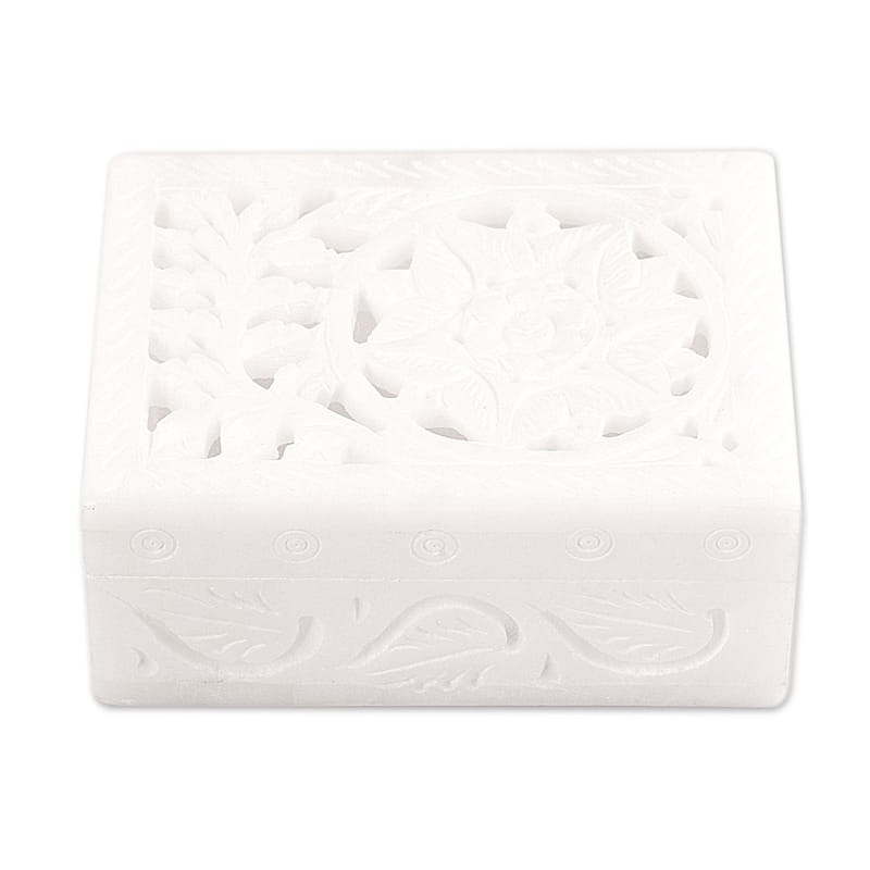 Novica Handmade Blooming Customs Alabaster Jewelry Box