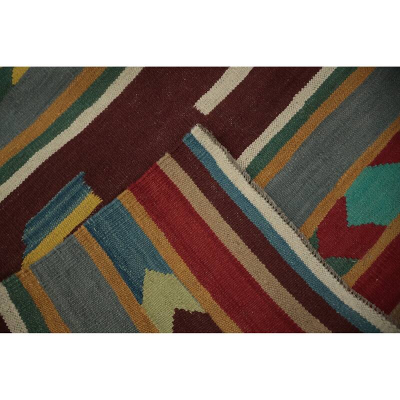 Hand Woven Oriental 100% Wool Carpet Southwestern Tribal Multi-Colored Kilim Area Rug - 13' 2'' X 9' 7''