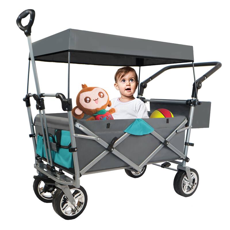 Push & Pull Utility Folding Wagon - Includes Removable Canopy