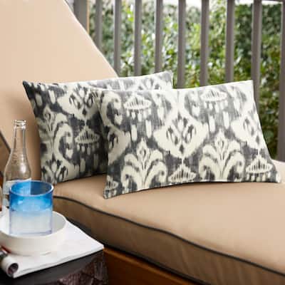 Rainford Grey/ Cream Indoor/ Outdoor 13 x 20 Inch Knife Edge Pillow Set