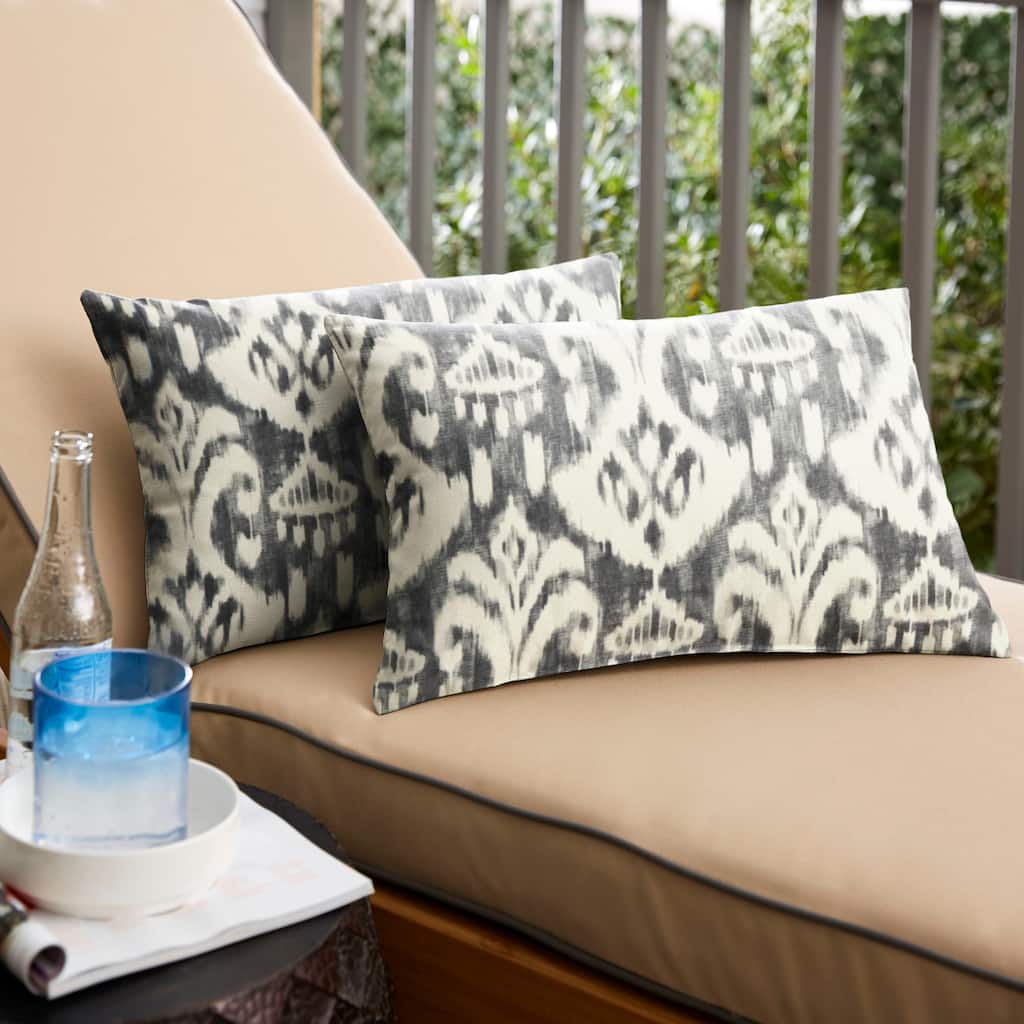 Rainford Grey/ Cream Indoor/ Outdoor 13 x 20 Inch Knife Edge Pillow Set