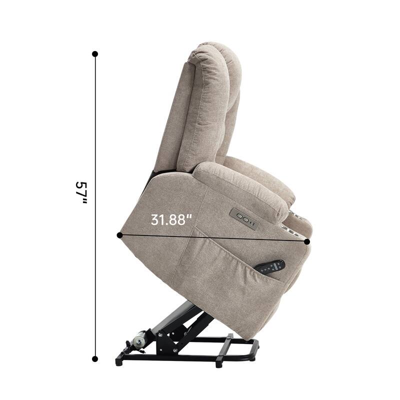 Large Power Lift Recliner with Massage & Heat - Heavy Duty Wide Recliner Chair for Elderly, USB/Type-C Charging, Cup Holders