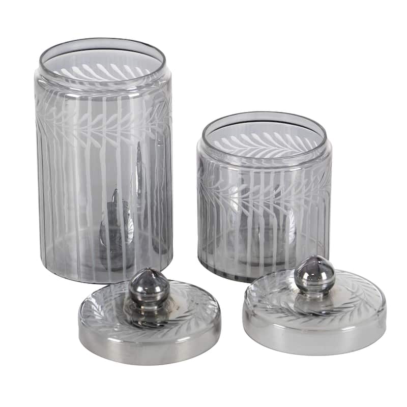 Glass Handmade Living Room Decorative Jars - Set of 2 Gray - Roche River Decor