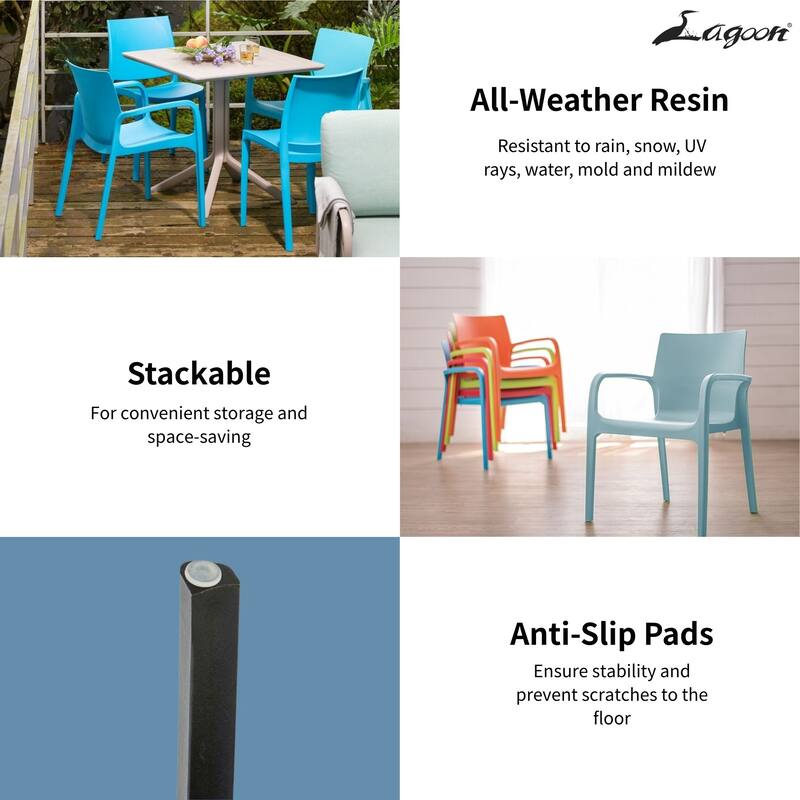 Alissa Resin Stackable All-Weather Dining Armchair, Set of 2