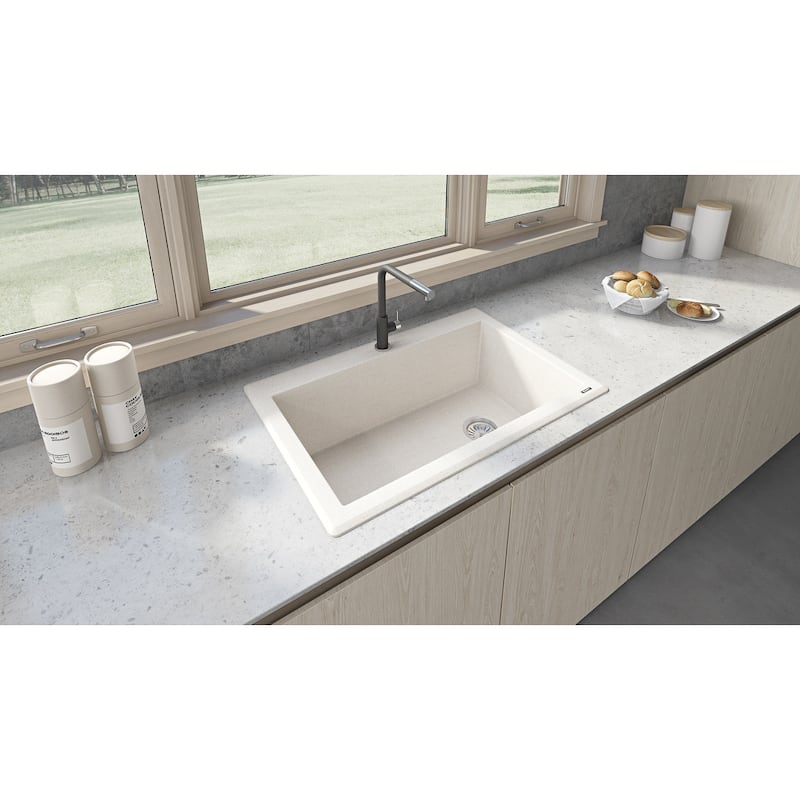 Ruvati 33 x 22 inch epiGranite Drop-in Topmount Granite Composite Single Bowl Kitchen Sink - Caribbean Sand - RVG1033CS