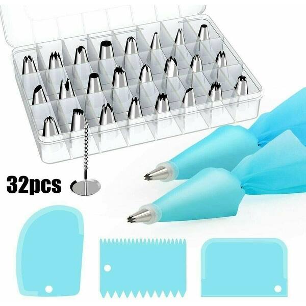 32 Pcs DIY Cake Decorating Kit with Pastry Bag and Tips