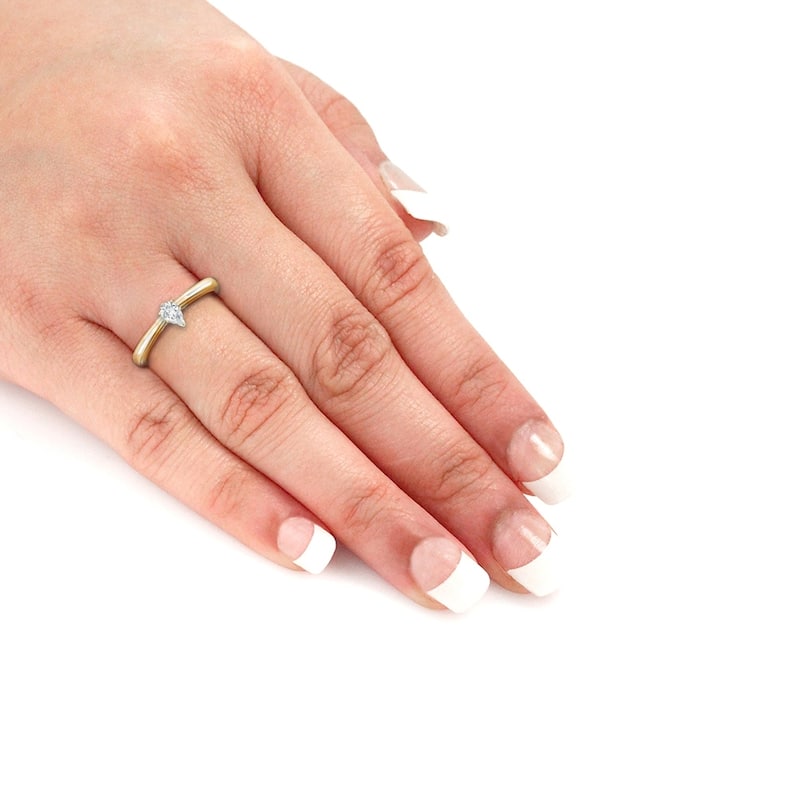 Auriya 14k Gold 1/4ctw Pear Shape Solitaire Diamond Engagement Ring (G-H, SI1-SI2)