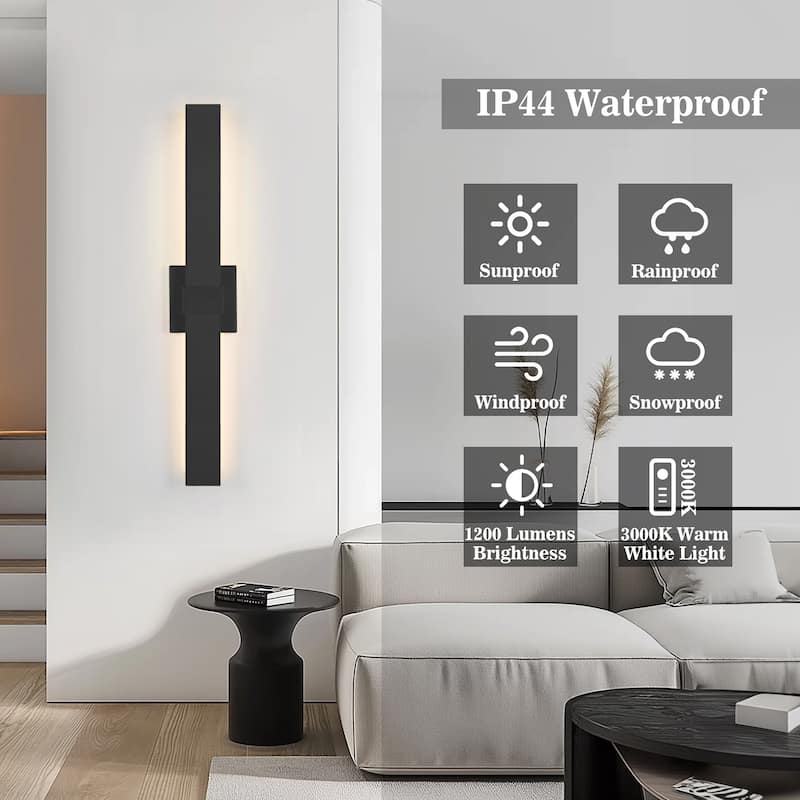 1-Light Black/White Aluminum LED Outdoor Wall Sconce