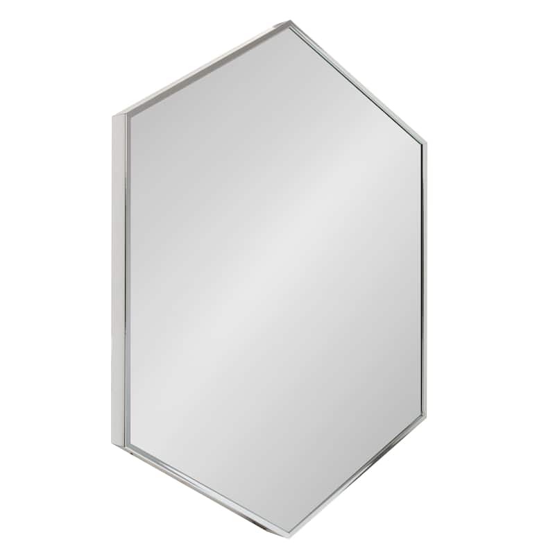 Kate and Laurel Rhodes Framed Mid-century Hexagonal Wall Mirror - 22x31 - Chrome Silver