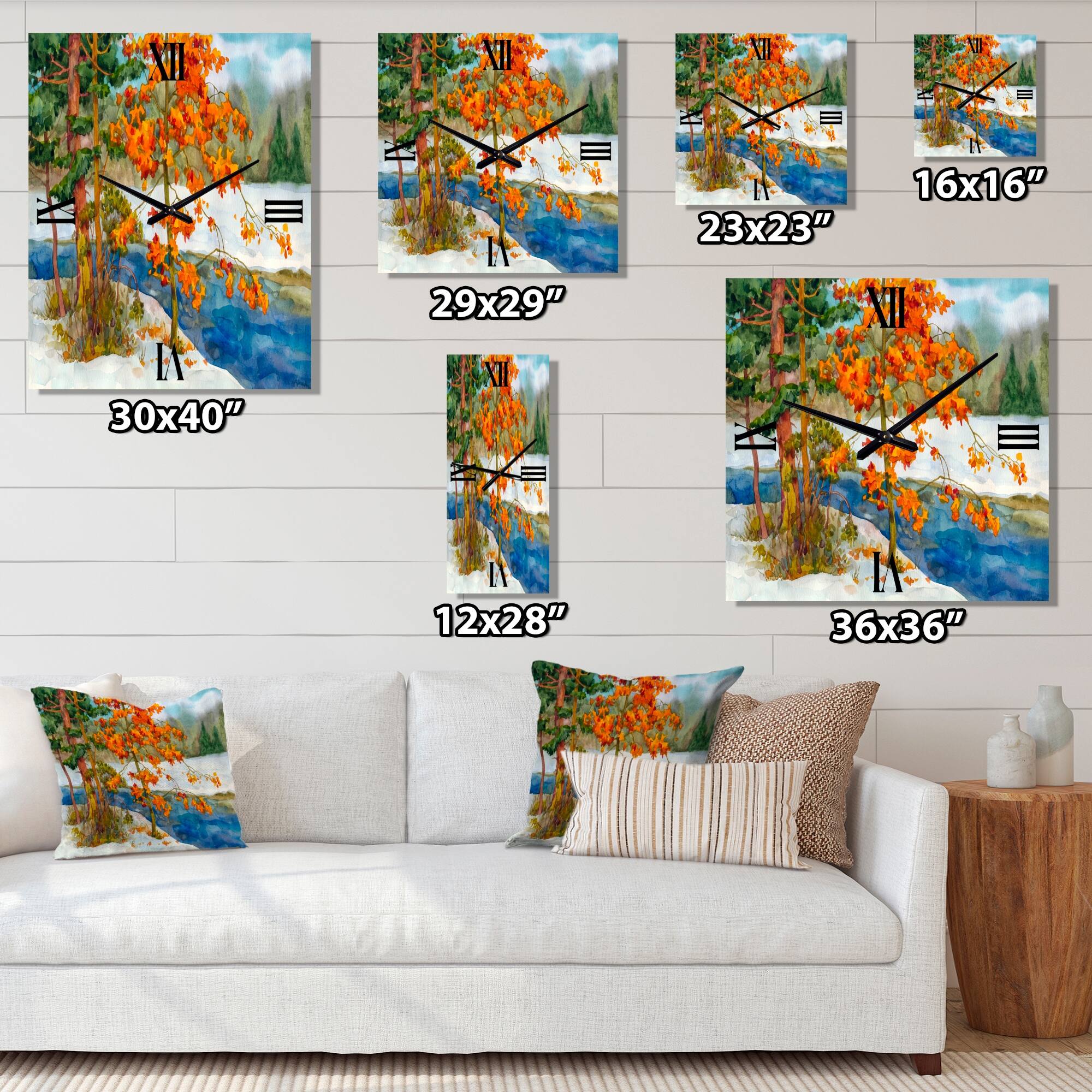 Designart 'Stream In The Winter Forest I' Lake House Large Wall Clock