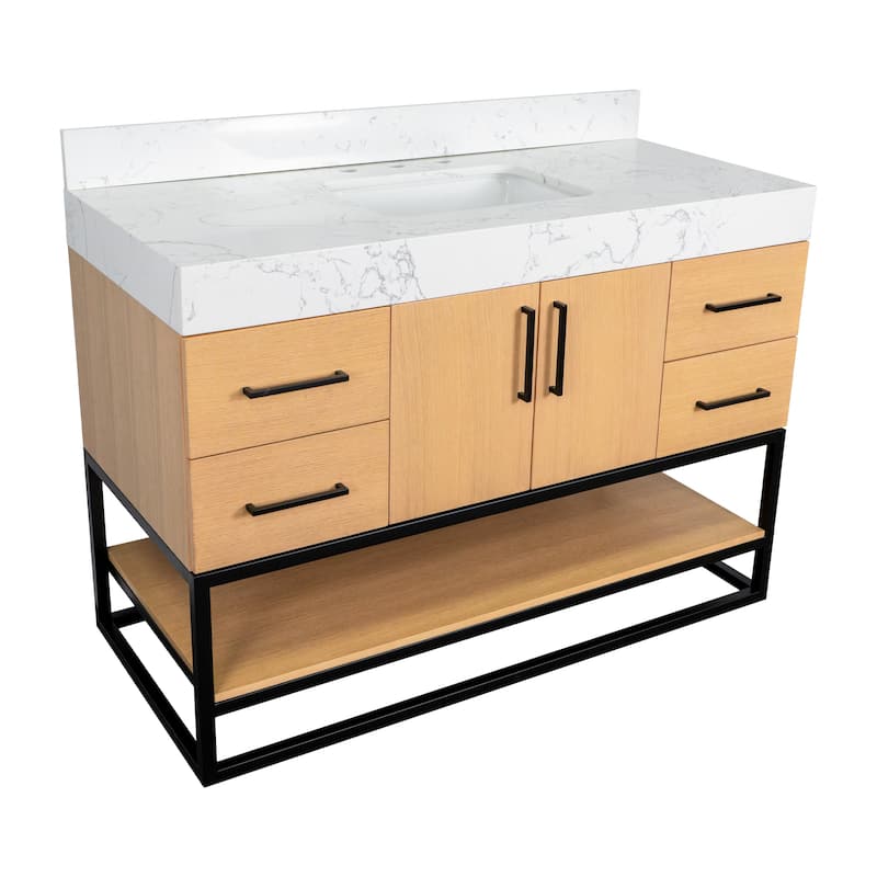 KitchenBathCollection Ellis 48" Bathroom Vanity with Engineered Marble Top