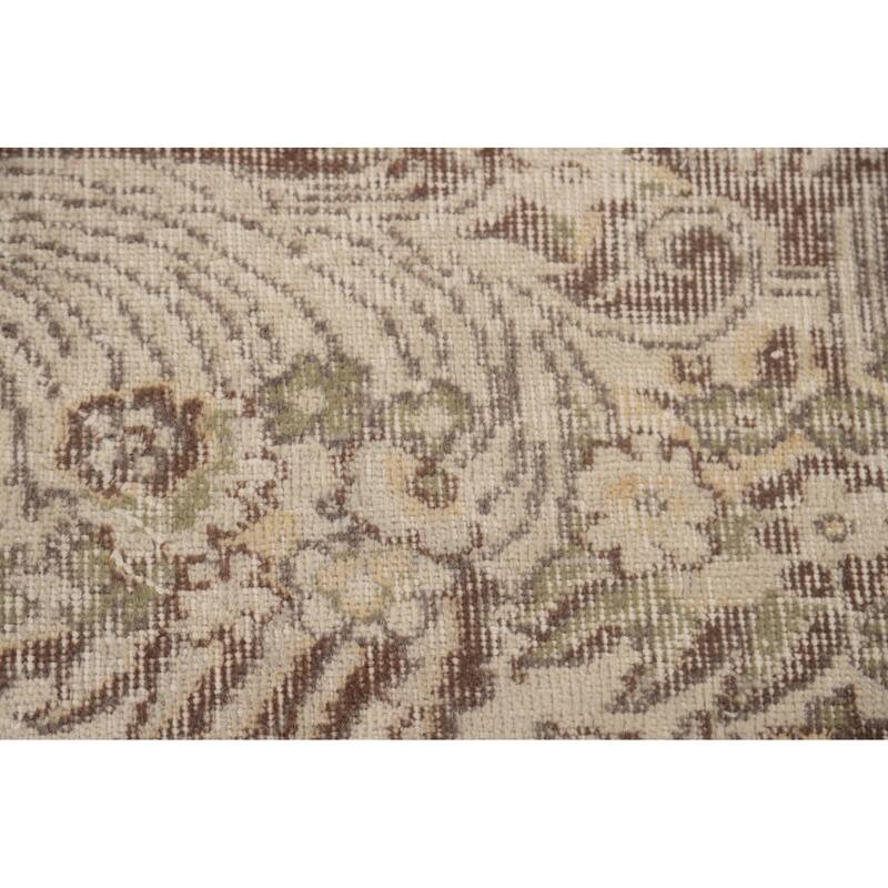 Anatolian Turkish Vintage Rug Handmade Distressed Beige Wool Carpet - 6'1" x 9'7"