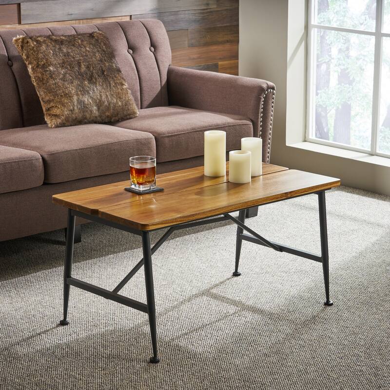 Ocala Industrial Wood Metal Coffee Table - Black