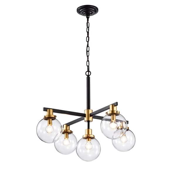 slide 2 of 5, Carson Carrington McKinnon 5-light Matte Black/Gold Chandelier Black/Gold