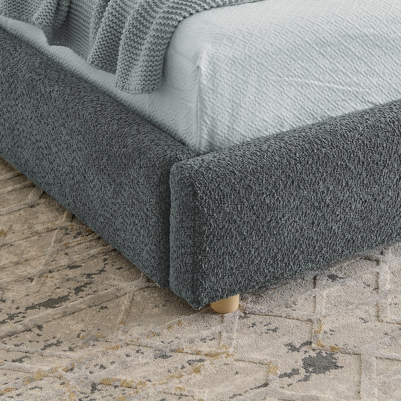 Queen Size Upholstered Bed Frame with Tall Headboard