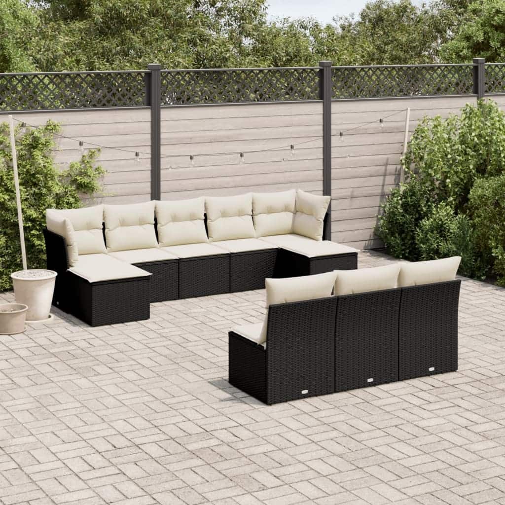 vidaXL Garden Sofa Set Black, Cream White - 21.7 x 21.7 x 14.6