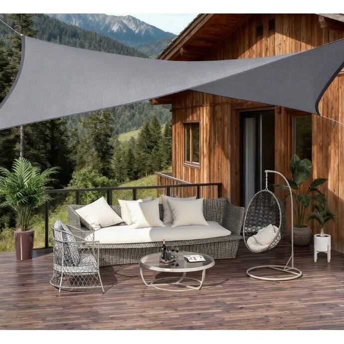 Outdoor Sun Shade Sail Canopy with UV Protection and Cooling Effect - Grey