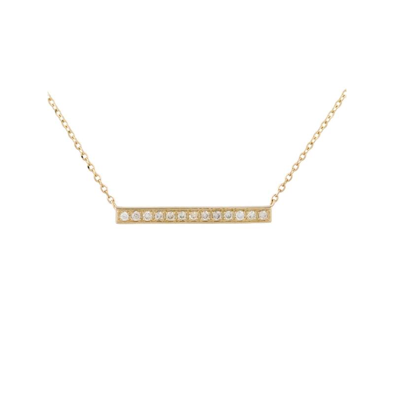 Joelle Collection Diamond Bar 14K Gold Necklace - Horizontal Diamond Bar With Gold Chain Available in Pink, White, Yellow