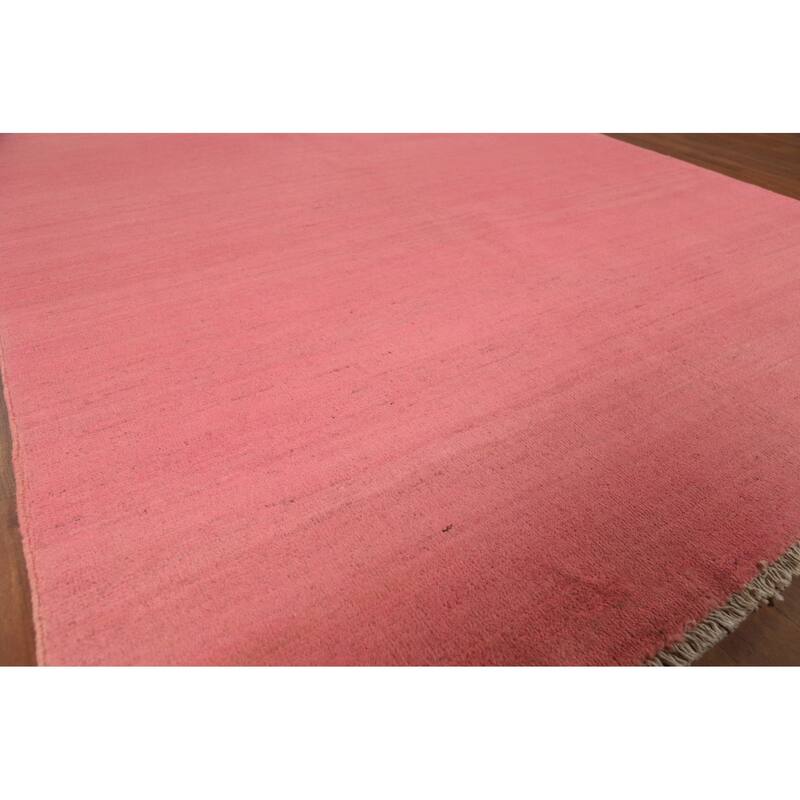 Light Pink Gabbeh Modern Area Rug Hand-Knotted Wool Carpet - 5'9"x 7'10"