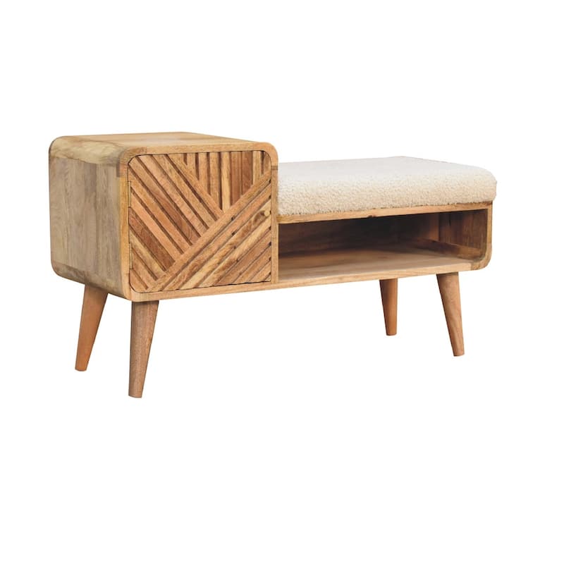Artisan Furniture Solid Wood Boucle Carved Telephone Table