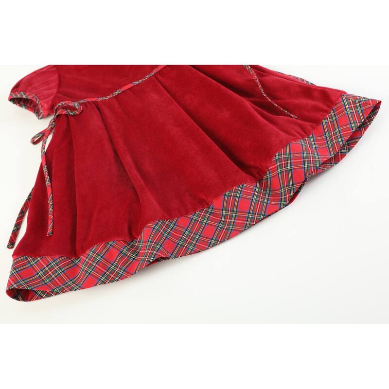 Lil Cactus Red Velvet and Christmas Plaid Bow Dress
