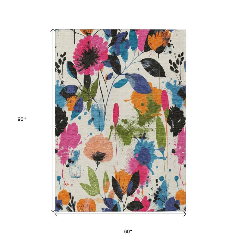 HomeRoots Floral Transitional Rectangle Outdoor Rug